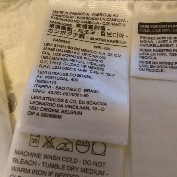 Levi's 711 White Skinny Jeans NWOT - Picture 6 of 8